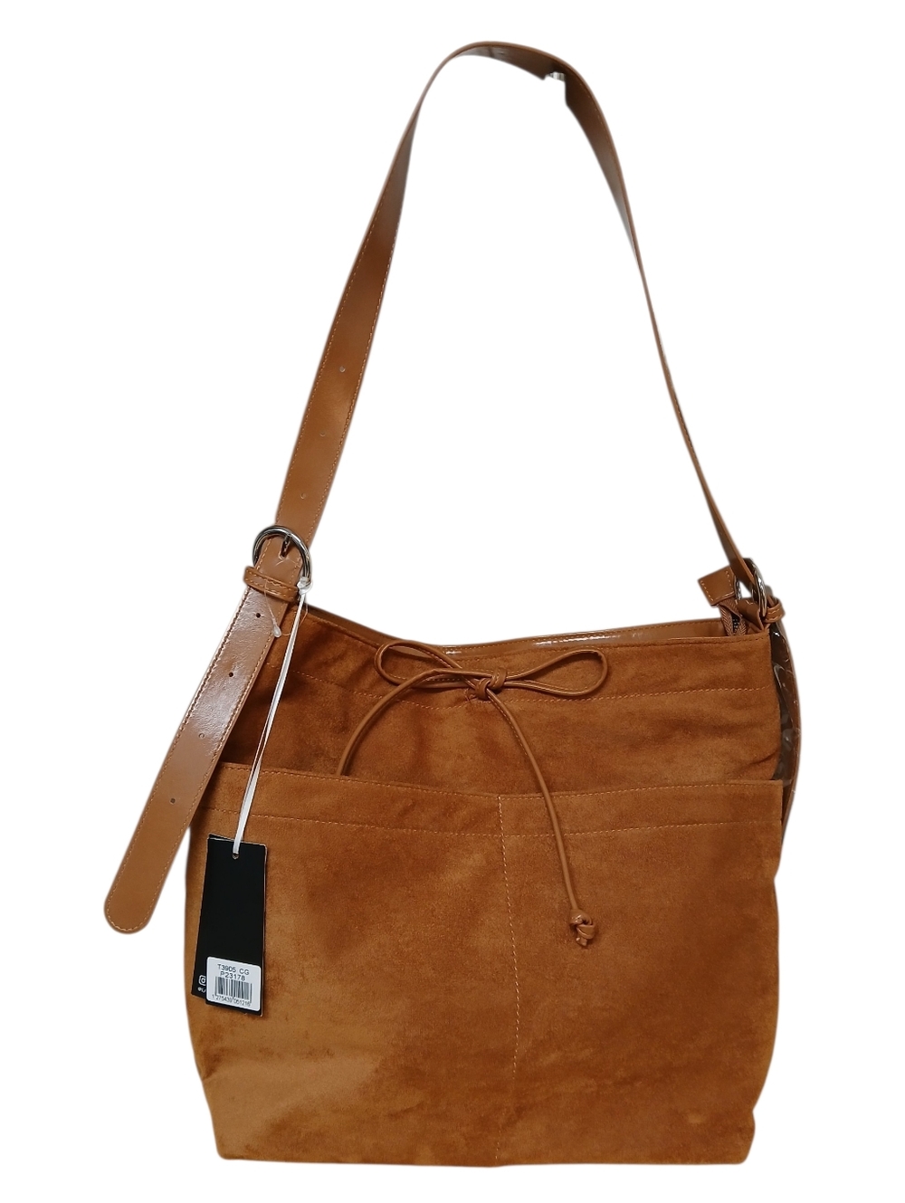 NWT LA TERRE Women’s Suede Bucket Shoulder Bag — Brown ,caramel Color